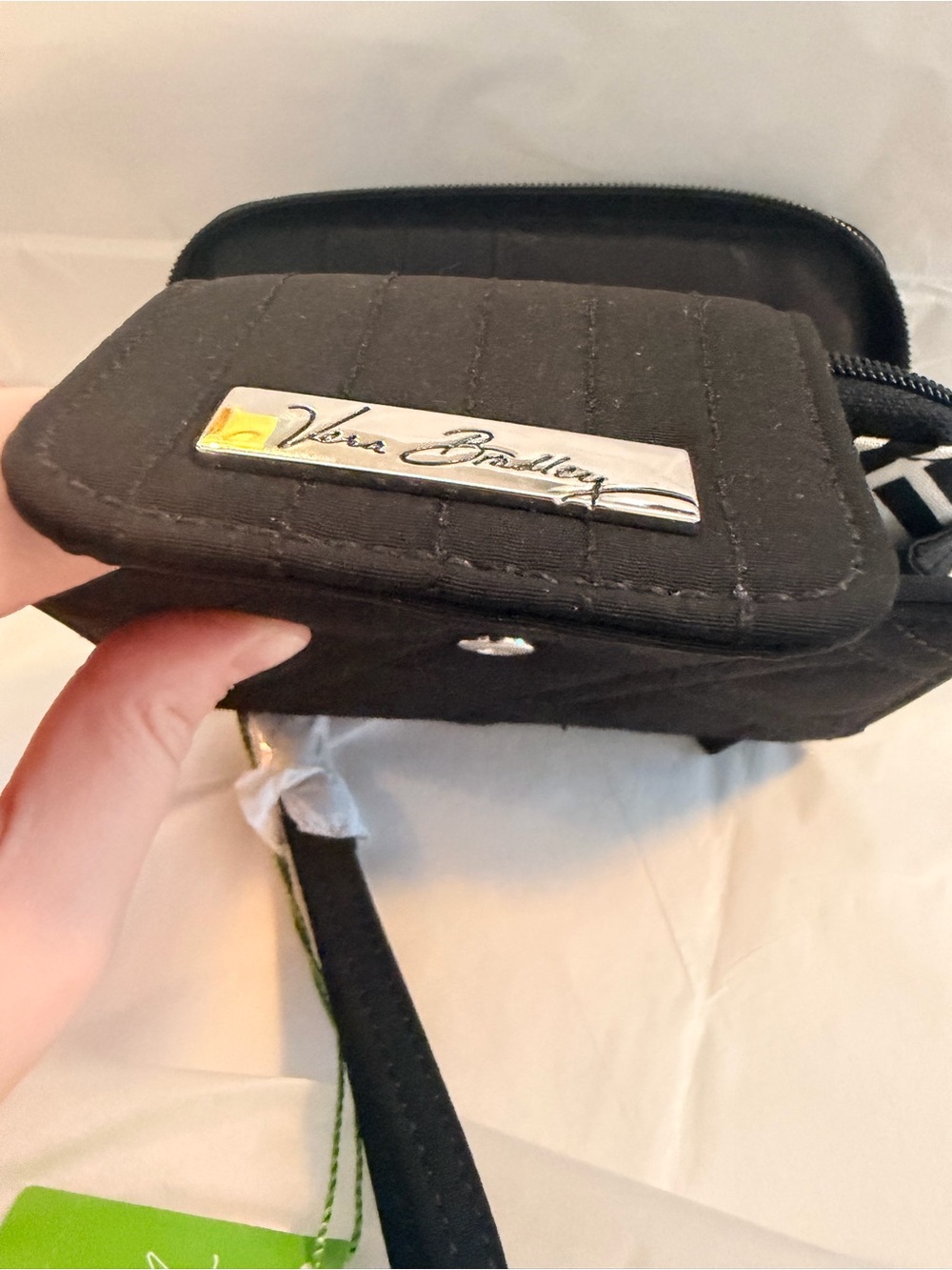 NWT Vera Bradley Black Wristlet - Quilted Compact Shoulder Bag